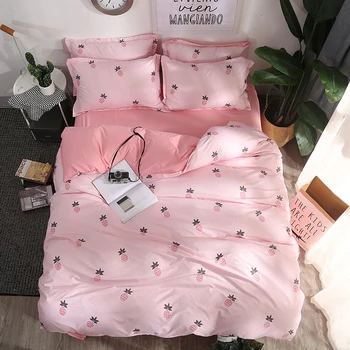 

Teenage girl New fashion Bedding Set pineapple duvet cover Pure color Bed Linen Pink Kid Adult lovely Pillowcases