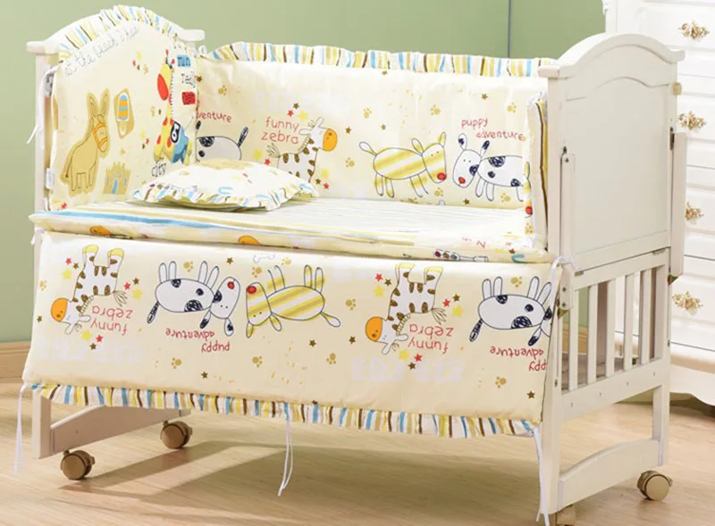 5 шт./компл. мультфильм анимированные кроватки кровать бампер для новорожденных 100% хлопок Удобная детская кровать протектора для