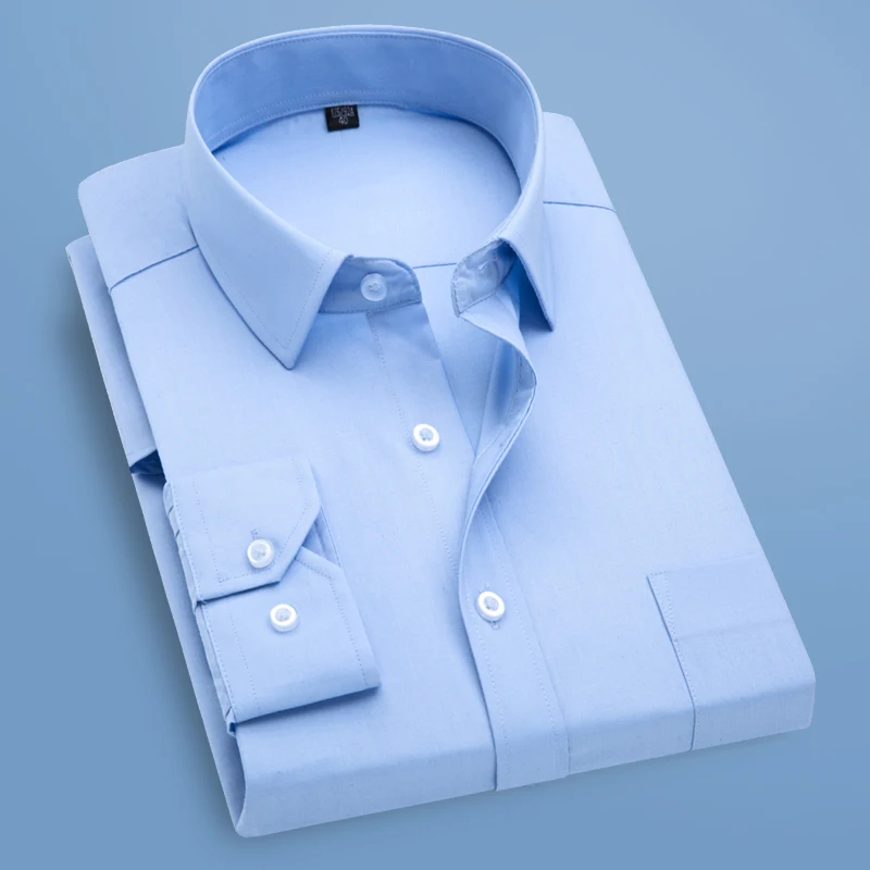 men dress shirt long sleeve Business Classical offices men s shirts casual slim fit plus size 4