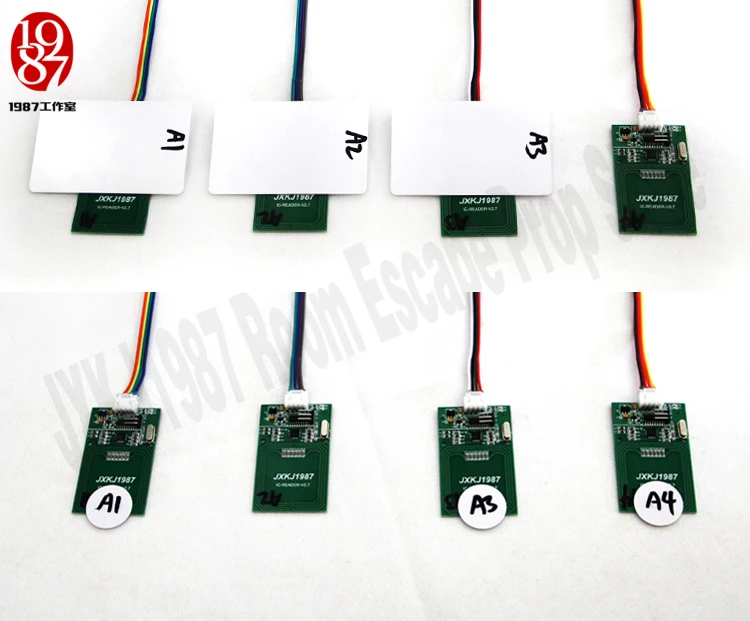 Relacionamento para Desbloquear com Áudio ic em um a um Rfid Prop Quarto Escapar Aventureiro Jogo Quatro Colocar Cartões 10 Cheap card card