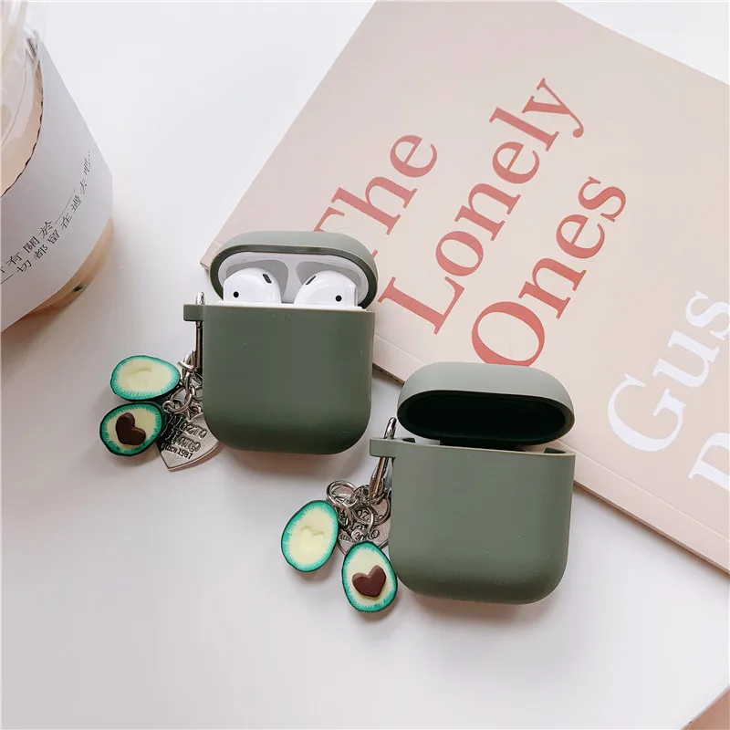 

Soft case with cartoon lovely Avocado Ice-cream pendant for AirPods earphone case wireless charging box silicone rubber cover