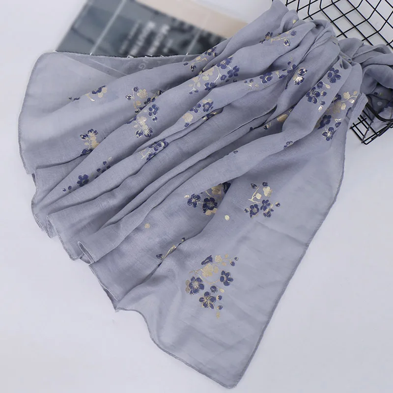 Женский модный Блестящий шарф из вискозы с цветочным принтом, мягкий шарф из пашмины, мусульманский хиджаб, снуд - Цвет: 13
