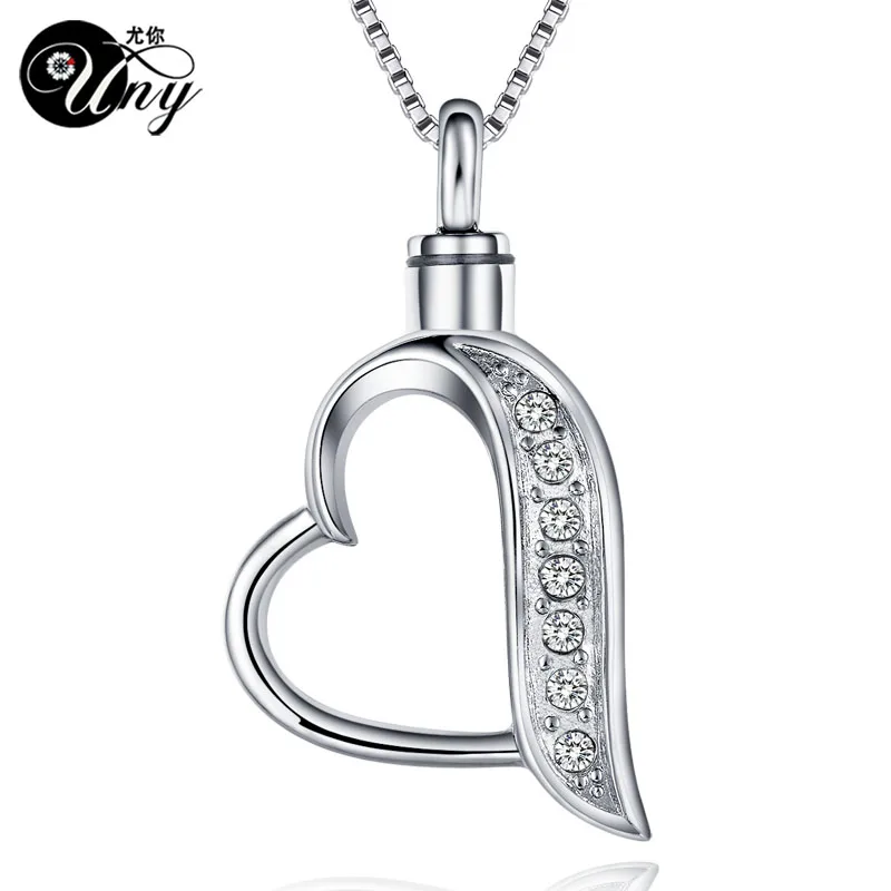 UNY Necklaces Pendants Heart shape Cremation Jewelry Urn Ash Necklace