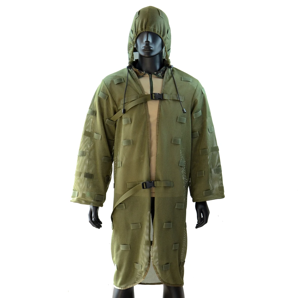 ROCOTACTICAL Тактический маскировочный жилет, сверхмощный нейлон Снайпер Tog военный Ghillie куртка со съемным гадюком капюшоном армейский зеленый