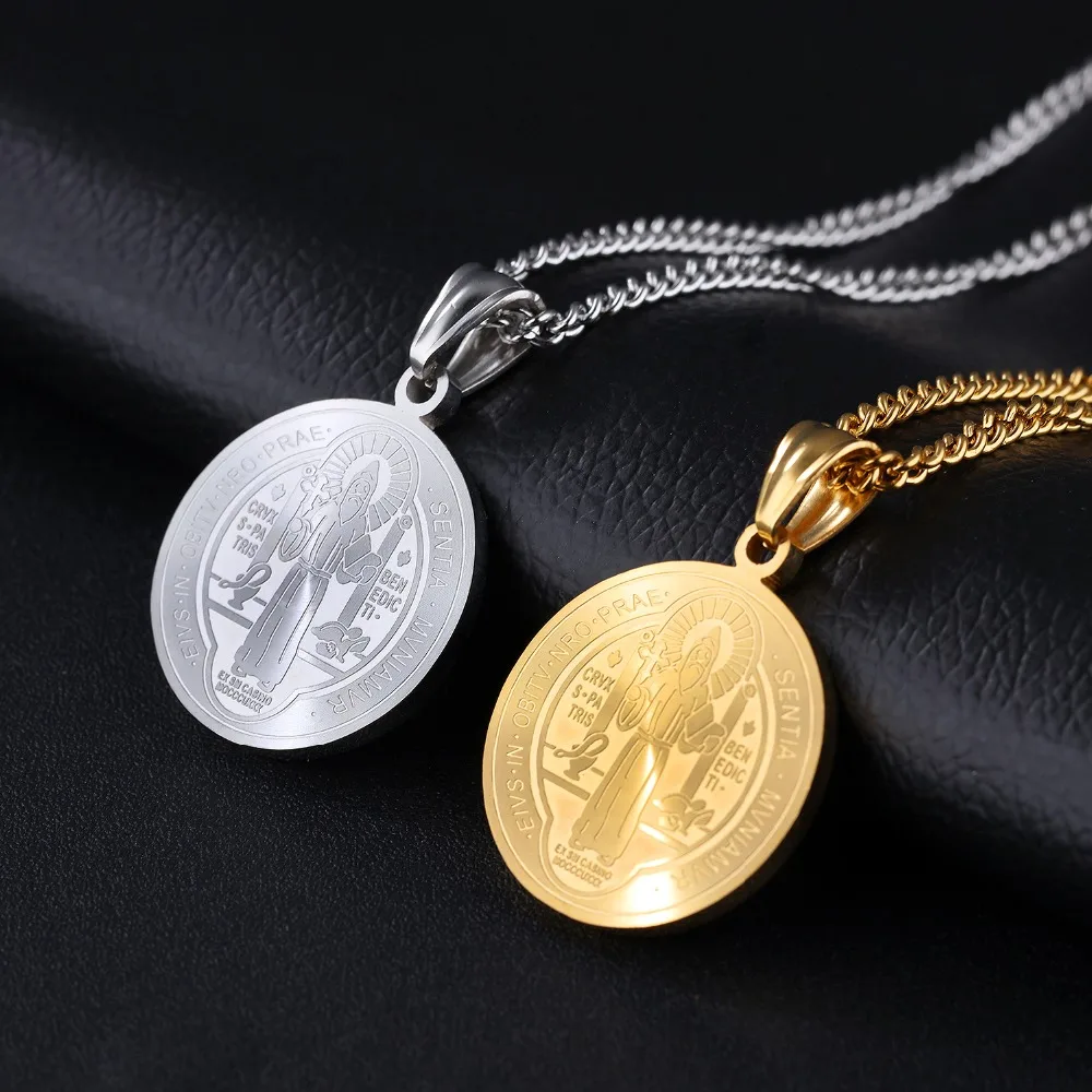 Fashion Religious jewelry Gold/ Silver Stainless Steel Round Pendant