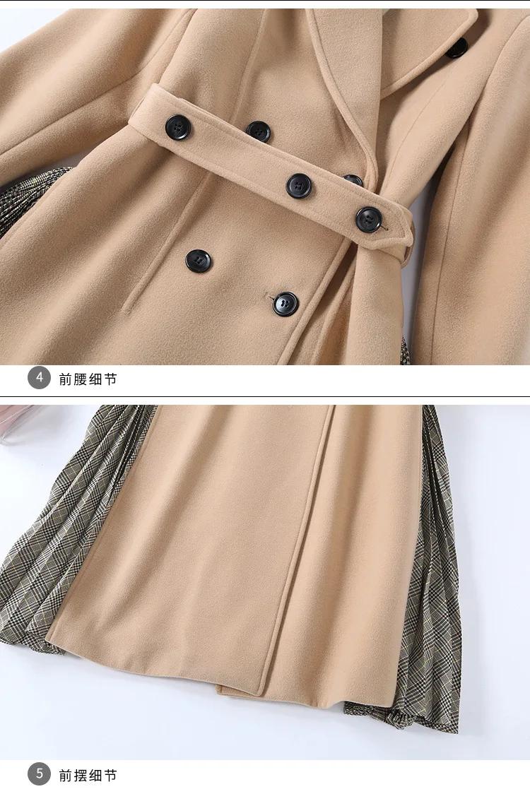 Корейский стиль, элегантное женское пальто, зима, высокое качество, пэчворк, Женское пальто, D966
