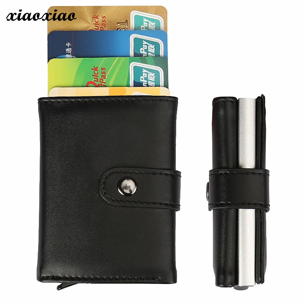 

2018 Men Wallet ID Credit Card Stainless Iron Leather Men Wallet ID Credit Card Protector Holder Purse Case mochila feminina