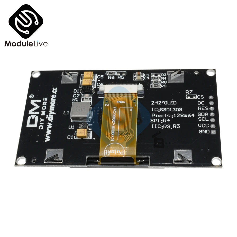 2,42 дюймовый ЖК-экран 12864 OLED дисплей модуль IIC IEC SPI серийный C51 STM32 SSD1309 для Arduino 128X64 белый/синий/зеленый/желтый