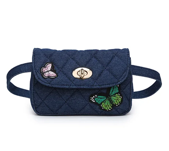 Jiessie& Angela Модная Джинсовая поясная сумка с бабочкой, Женская поясная сумка на пояс, дорожная сумка, женская сумка - Цвет: blue 4