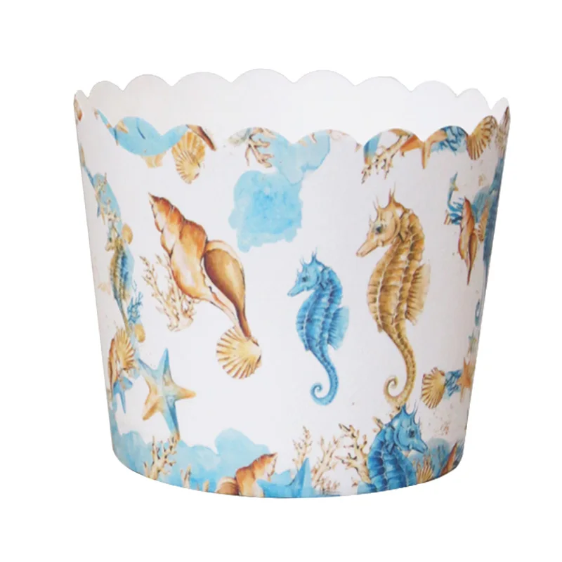 

50pcs Big Size Seahorse sea snail star flowers Muffin Paper Cupcake Cups Wrapper Liners for Wedding Birthday Party DIY Baking