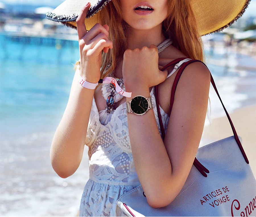 Японский кварцевый механизм Креативный дизайн водонепроницаемый розовое золото Нержавеющая сталь сетка 1 комплект браслет женские часы relogio feminino