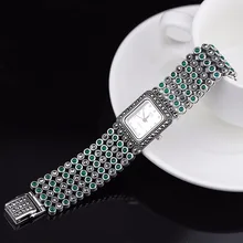 Hot Sale Women Classic Thai Silver Bracelet Watch S925 Silver Bracelet Watch Silver Jade Bracelet Watches Real Silver Bangle