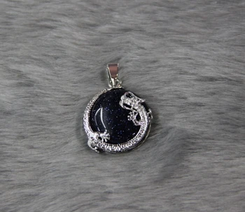 

5pcs/lot Wholesale Blue Sand Natural Semi preicous Stone Ball Wrapped by Dragon Dragon Beads Pendant