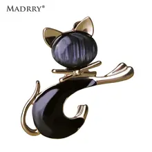 Enamel Esmalte Opal Black Cat Brooches Hat Accessories Shoulder Decoration Scarf Clips Gold Color Kawaii Jewelry Love Gift