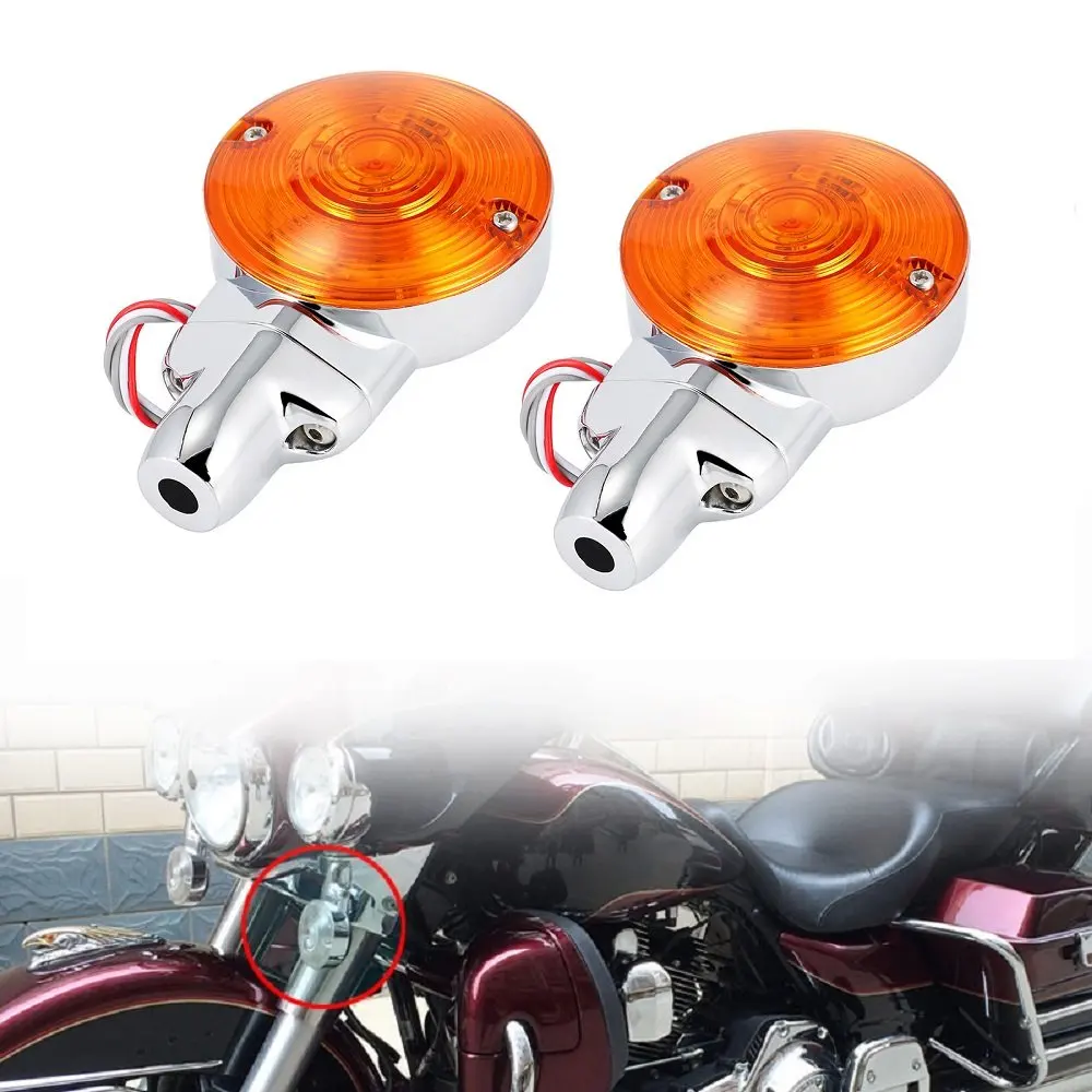 

8W AMBER MOTORCYCLE LED TURN SIGNAL LIGHT MOTORBIKE CHROME BLINKER FRONT INDICATOR LAMP FOR HARLEY Road King Softail Heritage