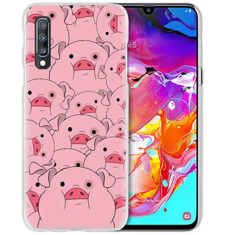 Милый розовый чехол Kawai Pig Для samsung Galaxy A50 A70 A20e A40 A30 A20 A10 A8 A6 Plus A9 A7 жесткий прозрачный чехол для телефона из поликарбоната