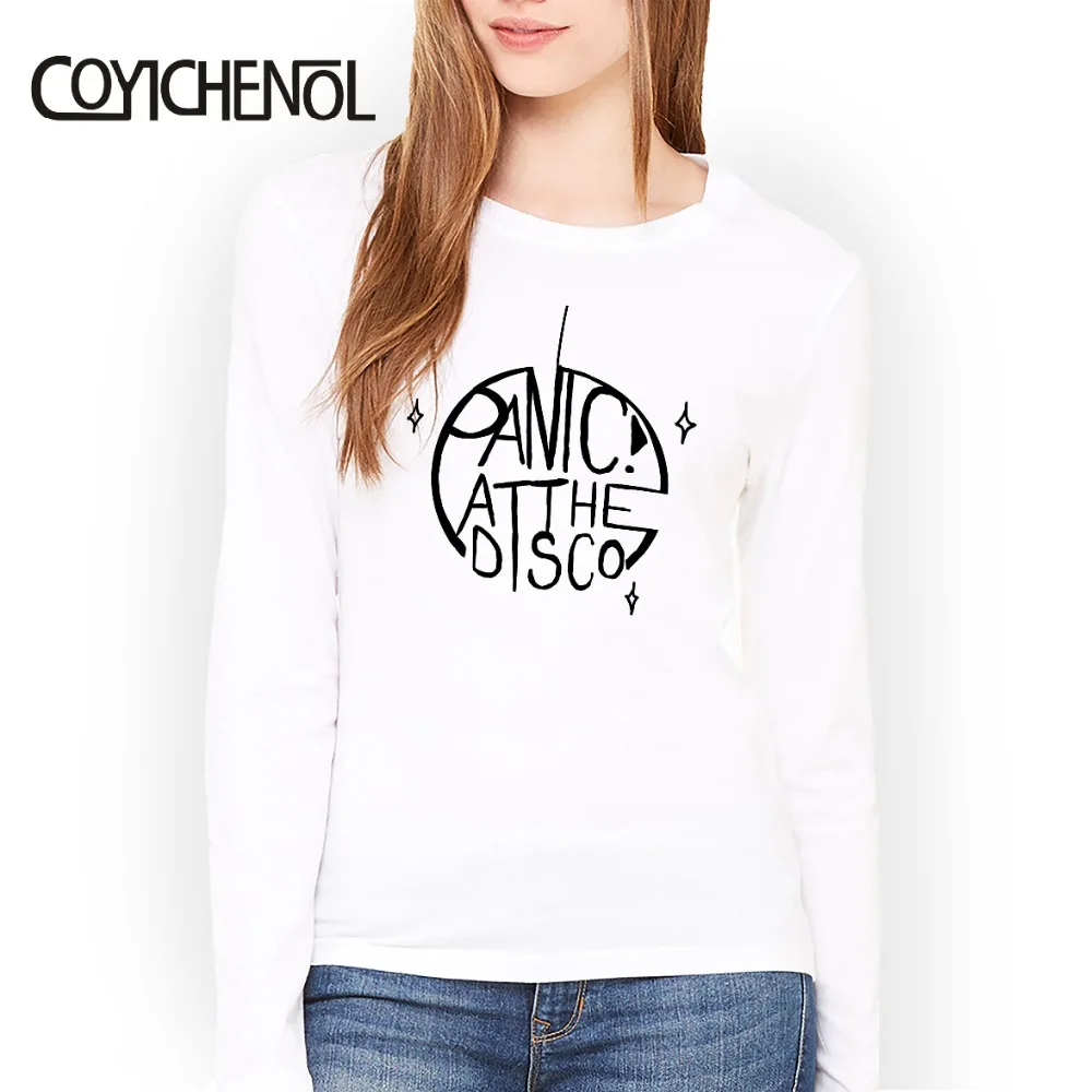 

Panic At The Disco customize print tshirt women Modal long sleeves tee lady solid color O-neck tShirt regular funny design tops