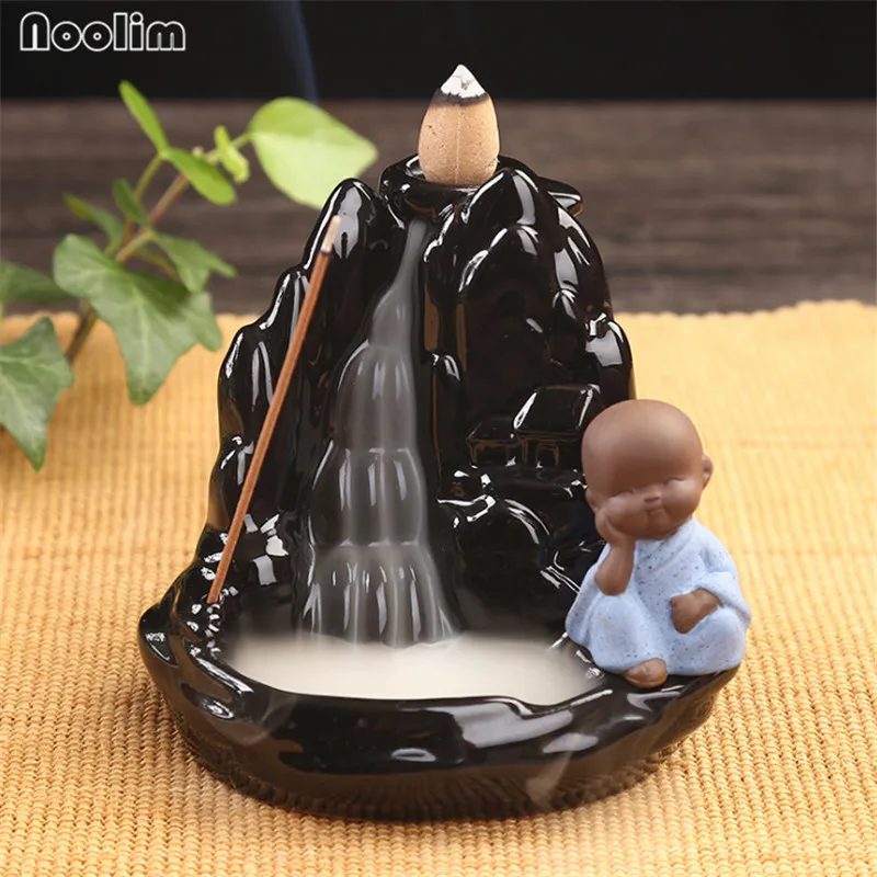 NOOLIM Creative Little Monk Cute Ceramic Smoke Backflow Incense Burner