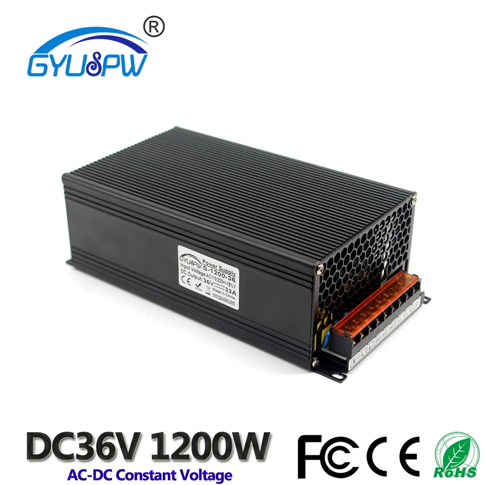 Одиночный выход импульсный источник питания DC 36V 33A 1200W трансформаторы 110V 220V AC к