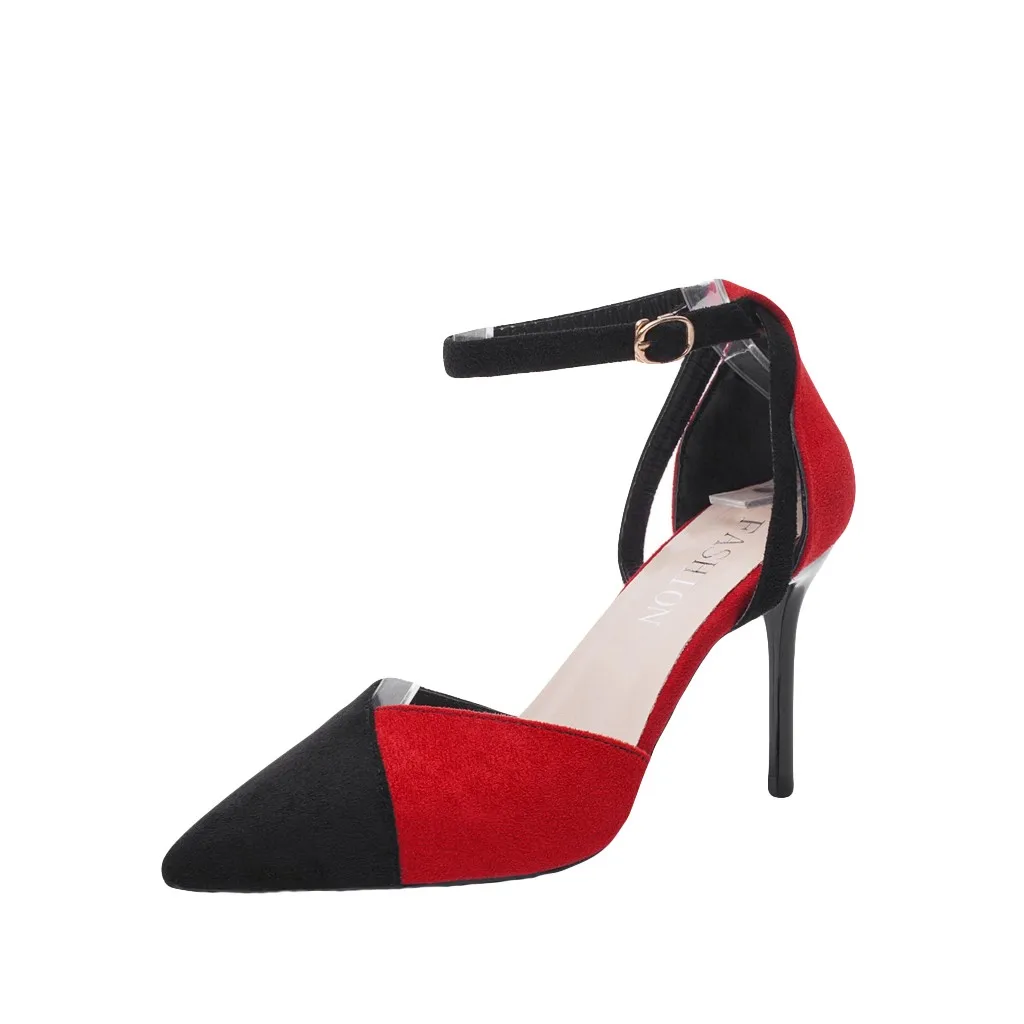 

SAGACE Women's Summer Casual Suede Fashion Pointed Color Matching Sexy Solid High Quality Outsid Simple High Heel Pumps Shoes