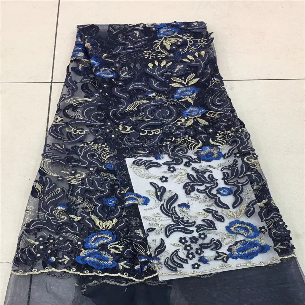 

Love.Thanks Top Fashion Navy Blue African Wedding Embroidered Net Lace 2018 Lace Dress Fabric X128-05