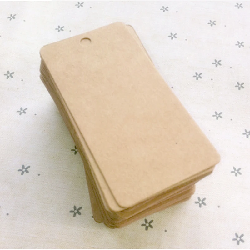 

100PCS Wholesale Brown Kraft Paper Tags Rectangular Label Luggage Wedding Note DIY Blank price Hang tag Kraft Gift