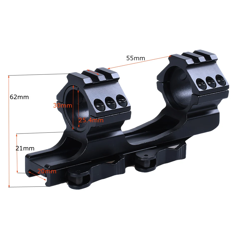 بندقية صيد نطاق جبل 25.4mm/30mm سريعة الإصدار الكابولي Picatinny ويفر 20mm السكك الحديدية AR15 AK47 M4 الصيد اكسسوارات