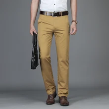 Мужские повседневные Роскошные брюки в европейском и американском стиле, Стрейчевые мужские брюки ManStraight черного, синего цвета и цвета хаки размера плюс 42, 44 Костюмные брюки
