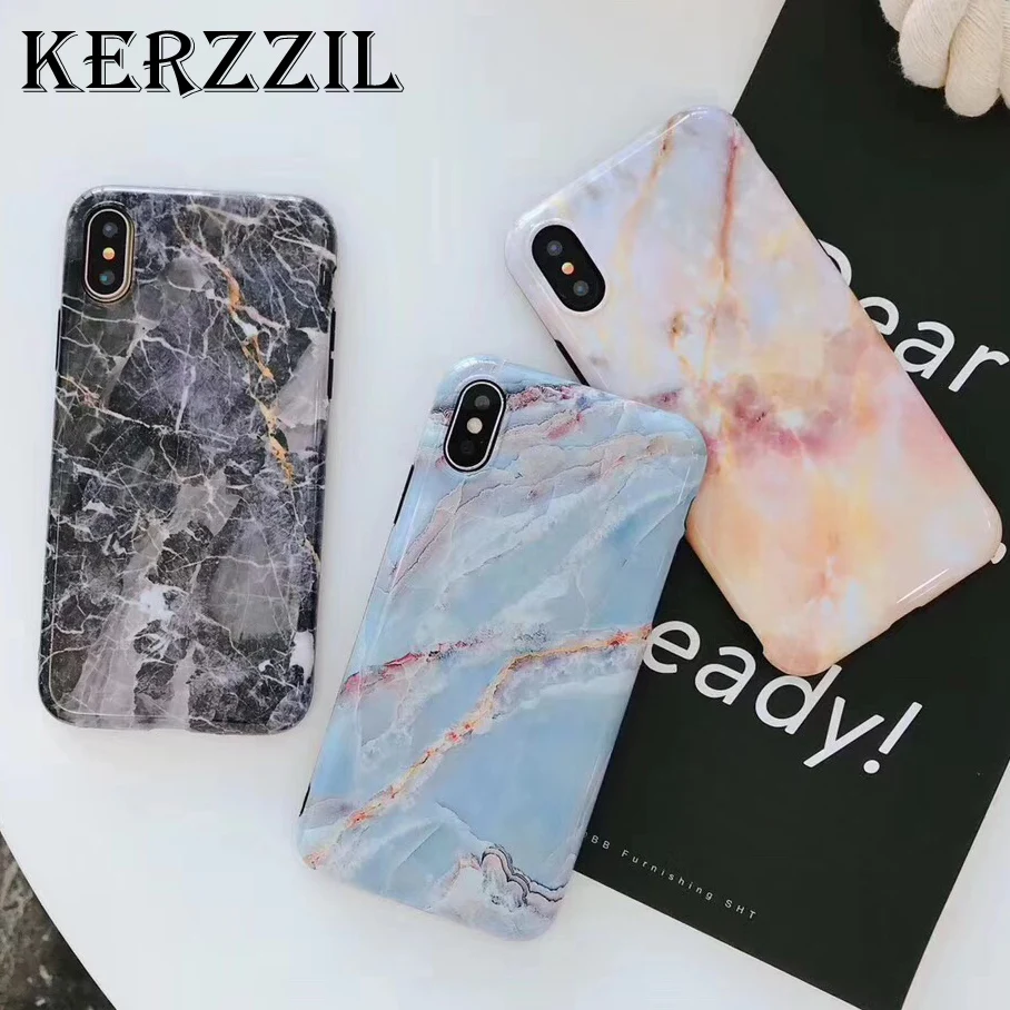 

Fashion Glossy Marble Phone Case For iPhone X XR XS MAX Cases For iPhone 7 6 6S 8 Plus Retro Colorful Cover Back Coque