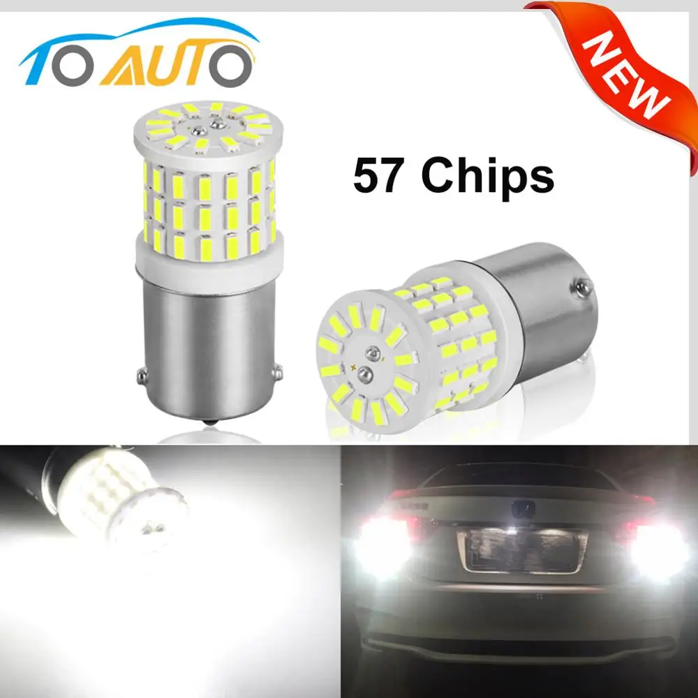 

2pcs New 1156 BA15S P21W LED 1157 BAY15D P21/5W LED Bulbs R5W Car Turn Signal Brake Lights 1200LM White 12V Auto Lamp