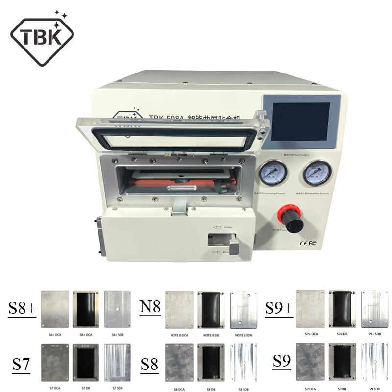 

2019 New TBK-508A Curved Screen Laminating and Debubble Machine LCD Edge Laminating Machines For samcung iPhone iPad with moulds