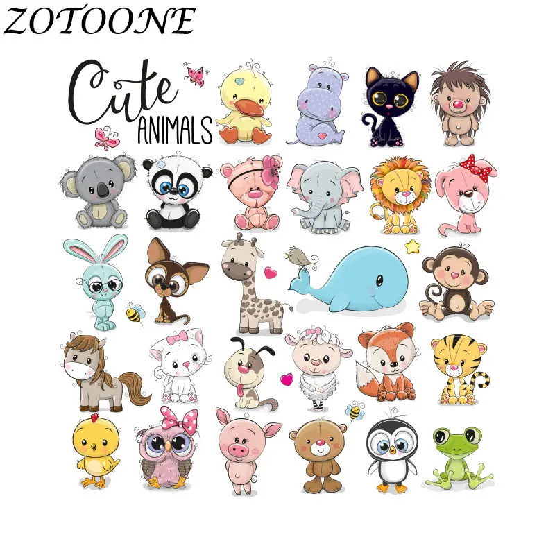 

ZOTOONE DIY Cute Animal Combination Tiger Iron on Patches for Clothing Bag Custom Heart Transfers Patch Applique Kid Clothes E