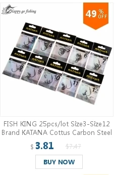 FISH KING 50 шт./лот Катана хлопок Size3-Size12 углеродистая сталь рыболовный крючок с пружинным колючим крюком фидерная ловля карпа снасти