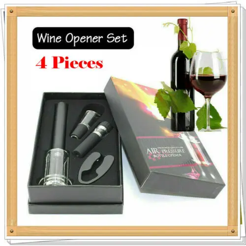 

Red Wine Bottle Opener Cork Remover Easy Air Pump Pressure Corkscrew Tools 4PCS