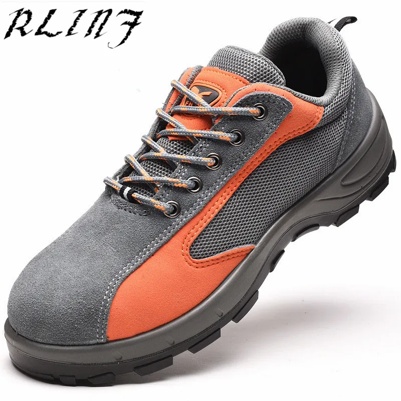 RLINF Men's Breathable Steel Toe Safety Shoes with Puncture-in Work ...