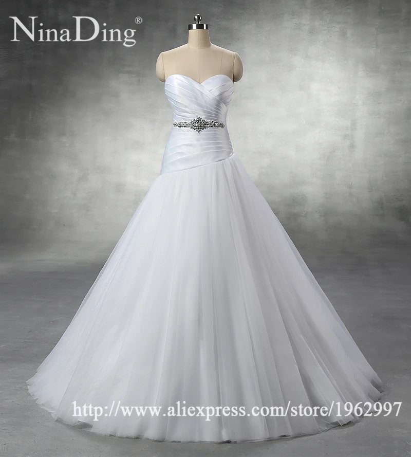 Hot Sale White Vestido De Noiva 2016 New Design A line Perfect Belt Robe Mariage Strapless Lace Up Wedding Dresses zh2043 | Свадьбы и