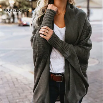 

Korean Winter Women's Knitwear Cardigan 2019 Casual Batwing Sleeve Knitted Cardigan sweater Women Plue Size Clothing Sweaters