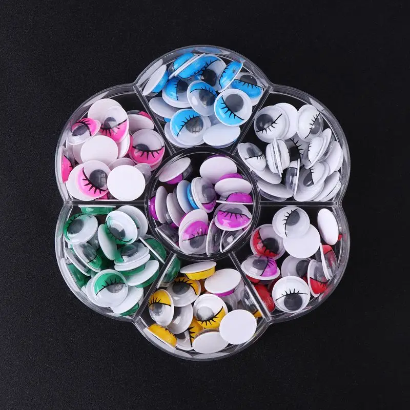 175pcs 12mm Plastic Safety Doll Eyes With Eyelashes Activities Moving Eyeball DIY Crafts Toys Animal Puppet Dolls Accessories