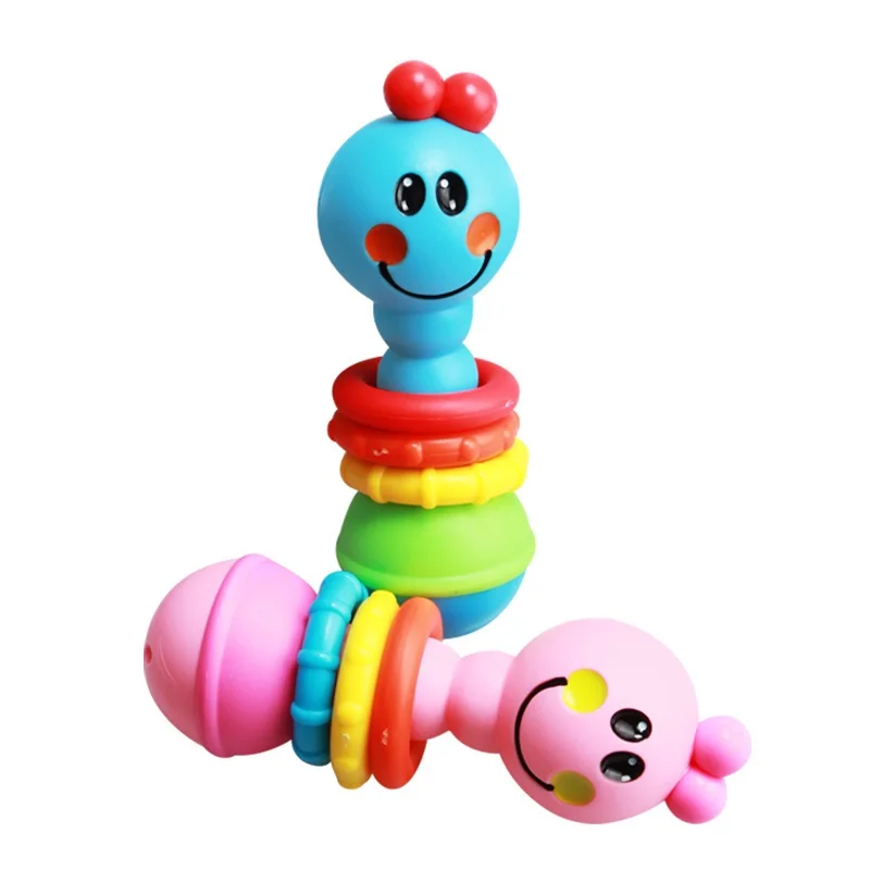

NEW BPA Free Musical Caterpillar Baby Rattles With Teether Cute Cartoon Animal Hand Bell Stick Kids Early Educational Toys