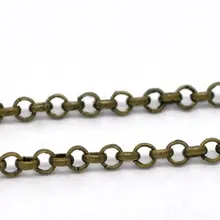 3,2 мм бронзовое звенья серебристого оттенка-открытая цепь/ожерелье Rolo