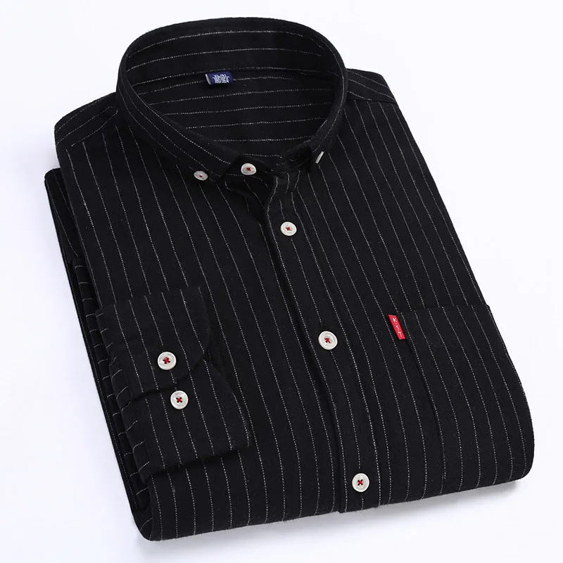 Kcoyster модные рубашки мужские черные фланелевые рубашки с длинным рукавом мягкая теплая Весенняя Осенняя полосатая Повседневная рубашка мужская брендовая одежда 4XL