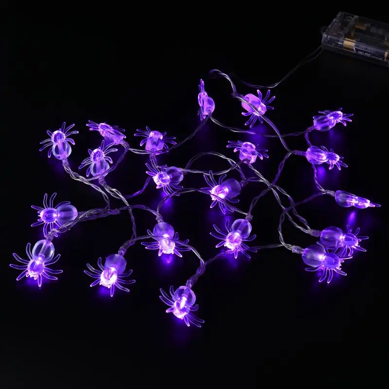 

2.2M 20 LED Fairy Spider String Lights Battery Operated for Outdoor Halloween Decoration (Purple Light)
