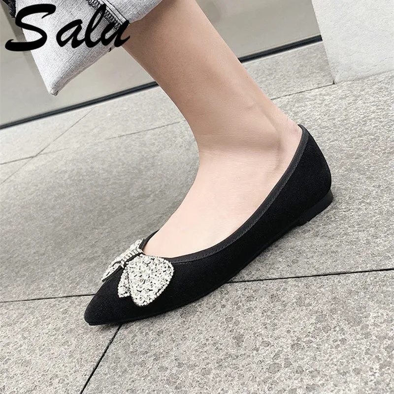 

Salu Women Pumps All Match Fashion Square Low Heel Round Toe Kid Suede Slip on Spring/ Autumn Ladies Pumps Size 34-40