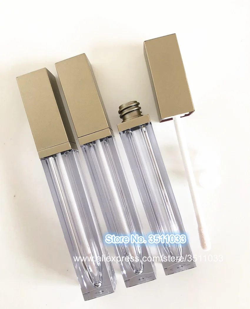 

30pcs 50pcs 6ML Empty Gold Lid Lip Gloss Tube Elegant Clear Square Lip Gloss Tube Classical DIY Transparent Lip Gloss Container