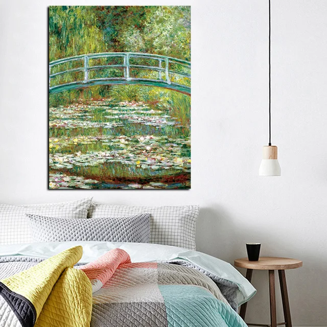 Bridge Over a Pond of Water Lilies by Claude Monet Printed on Canvas 2