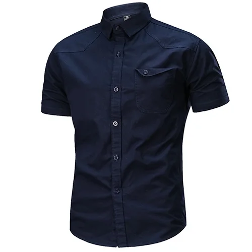 MAGCOMSEN, мужские рубашки, лето, повседневные приталенные рубашки, Военный стиль, армейские рубашки, мужская одежда с коротким рукавом, AG-SSFC-24 - Цвет: Blue