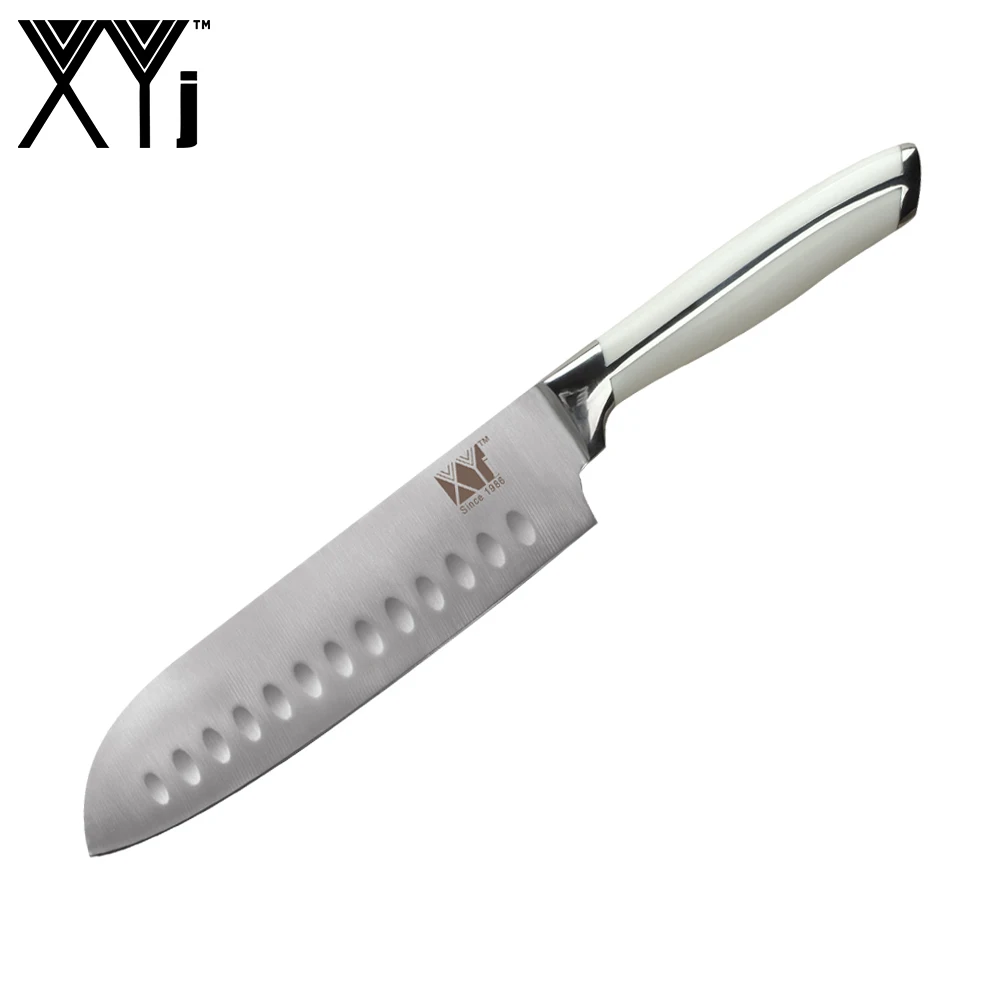 XYj Brand High end Cooking Tool 7" Santoku Knife Non Stick Blade Pom