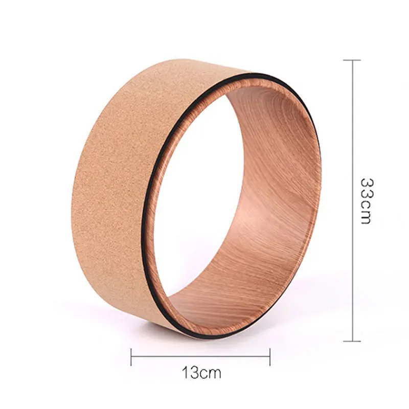 [QUBABOBO] Cork Surface Yoga Circles Pilates Exercise Sports Training Equipment Professional Body Building Fitness Yoga Wheel