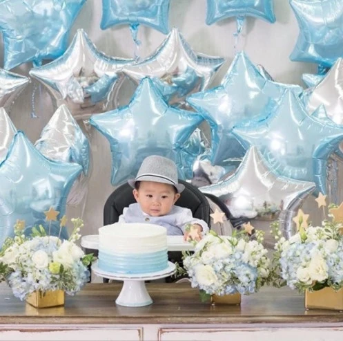 

3pcs/lot 18 inch Silver Sky Blue Helium Balloon star Wedding Foil Balloons Inflatable stars Baby boy Birthday Party Decoration