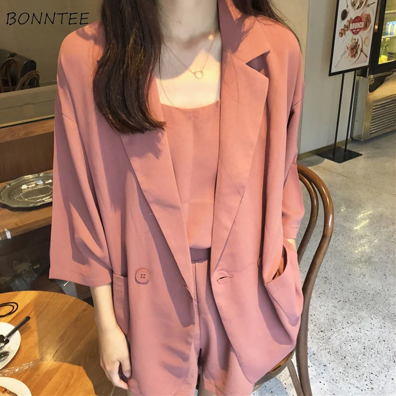 

Blazers Women Thin Smooth Single Button Notched Slim Simple All-match Solid Kawaii Korean Style Blazer Womens Elegant Lady Coat